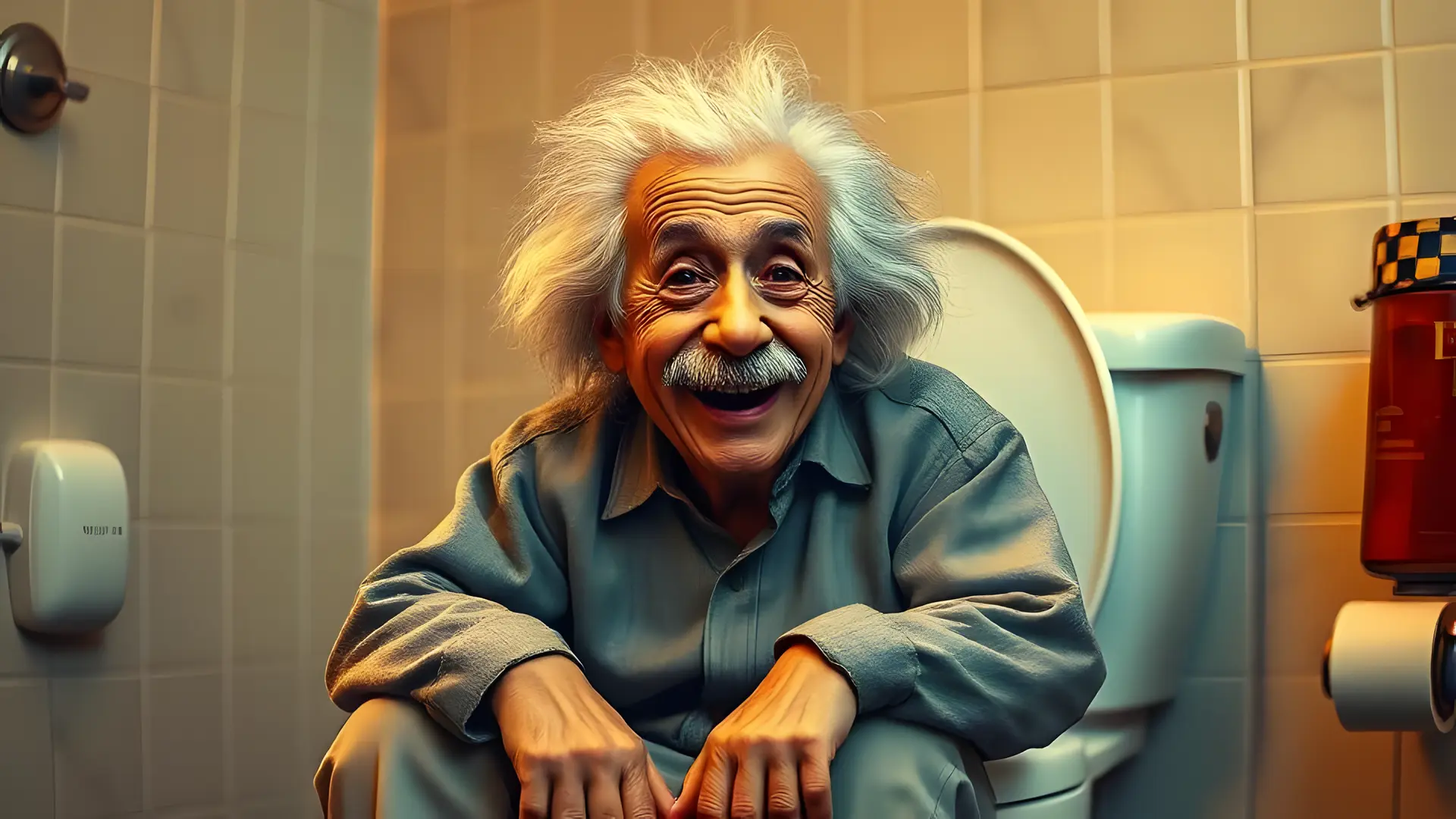 Einstein on toilet